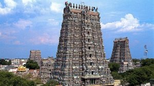 meenakshi temple in south of india, surrounded by many more temples